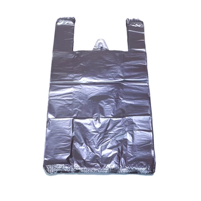 Ezüst ingvállas reklámtáska – 28×50 cm nylonzacskó